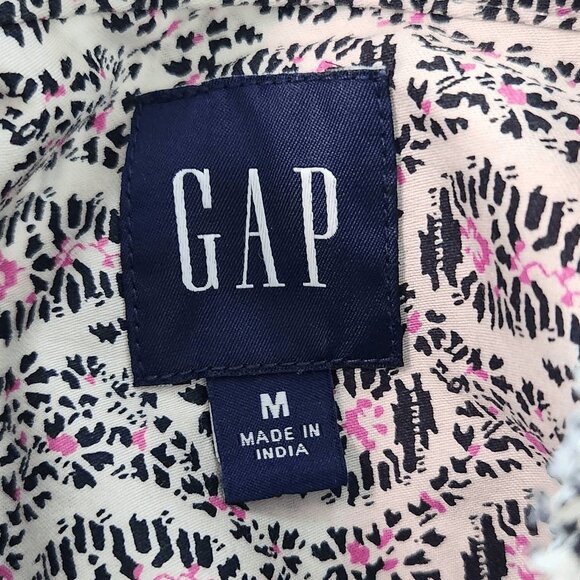 Gap Black and White Print Button Down Blouse Size Medium Gap Cotton Blouse - Picture 7 of 9